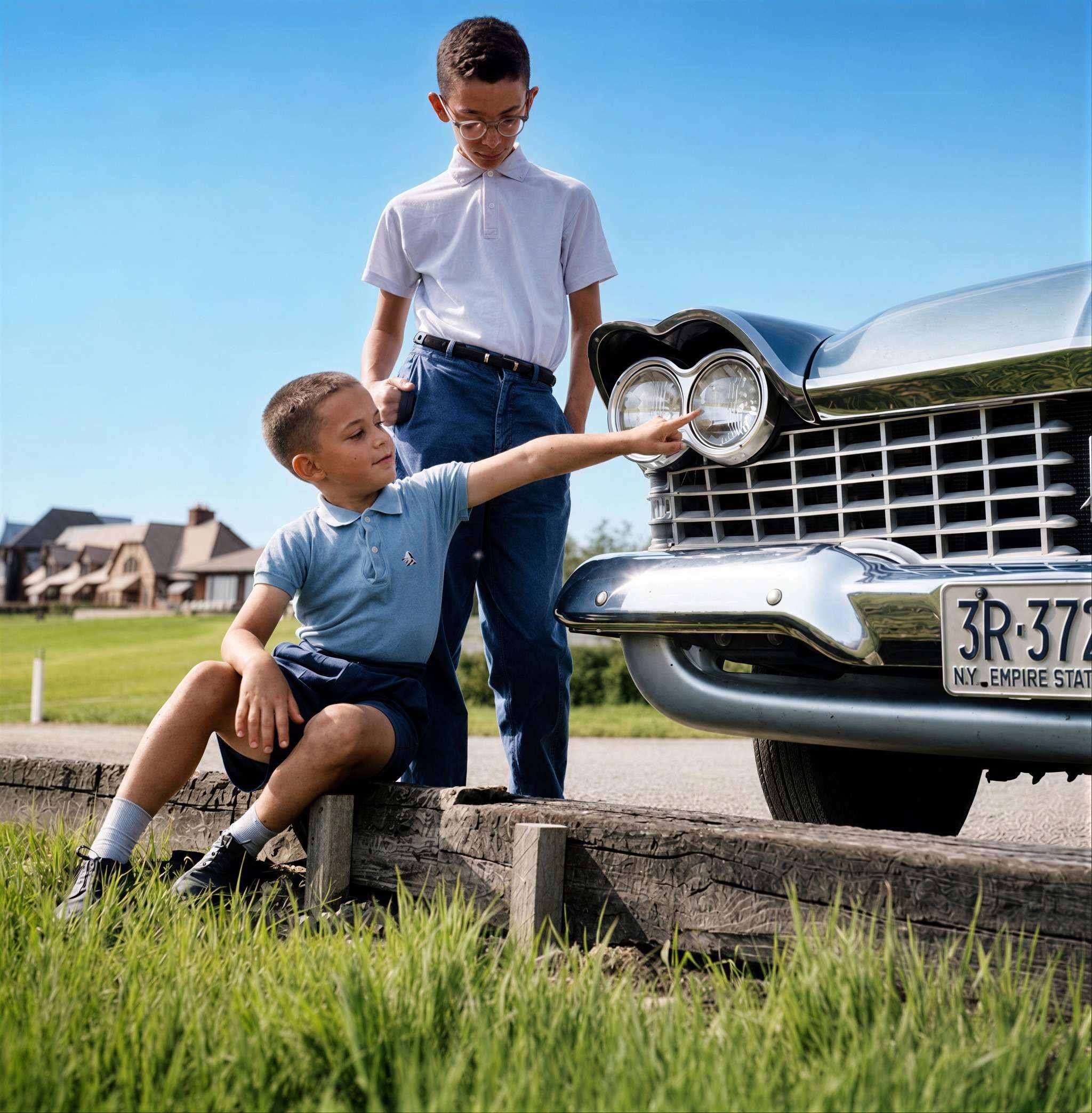 Two boys and the new car · July 1959 restored with Forevi