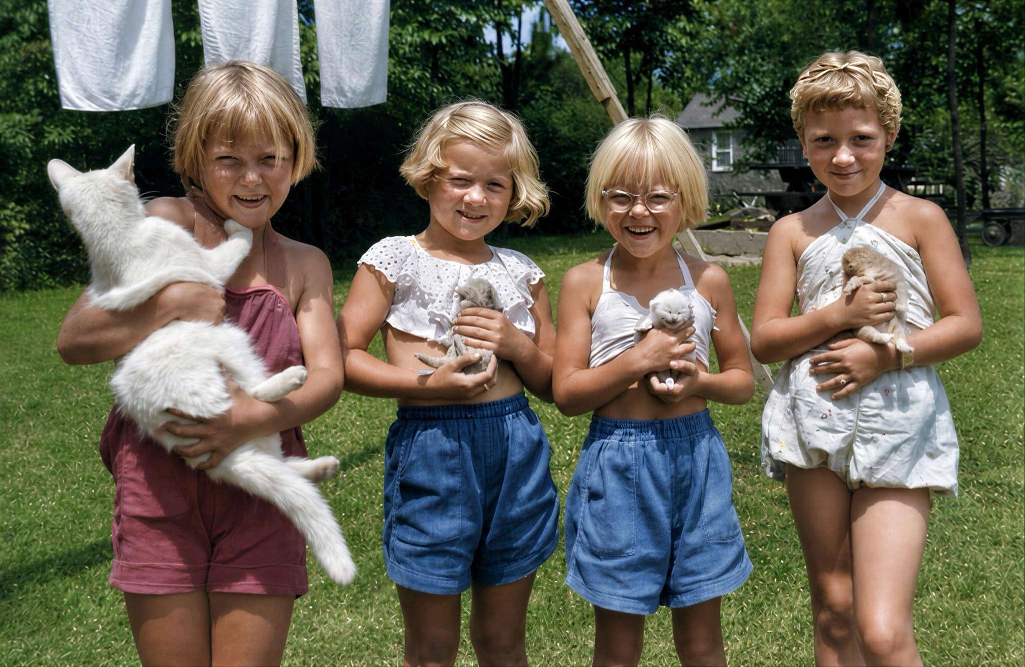 Four girls, four kittens · 1938 restored with Forevi